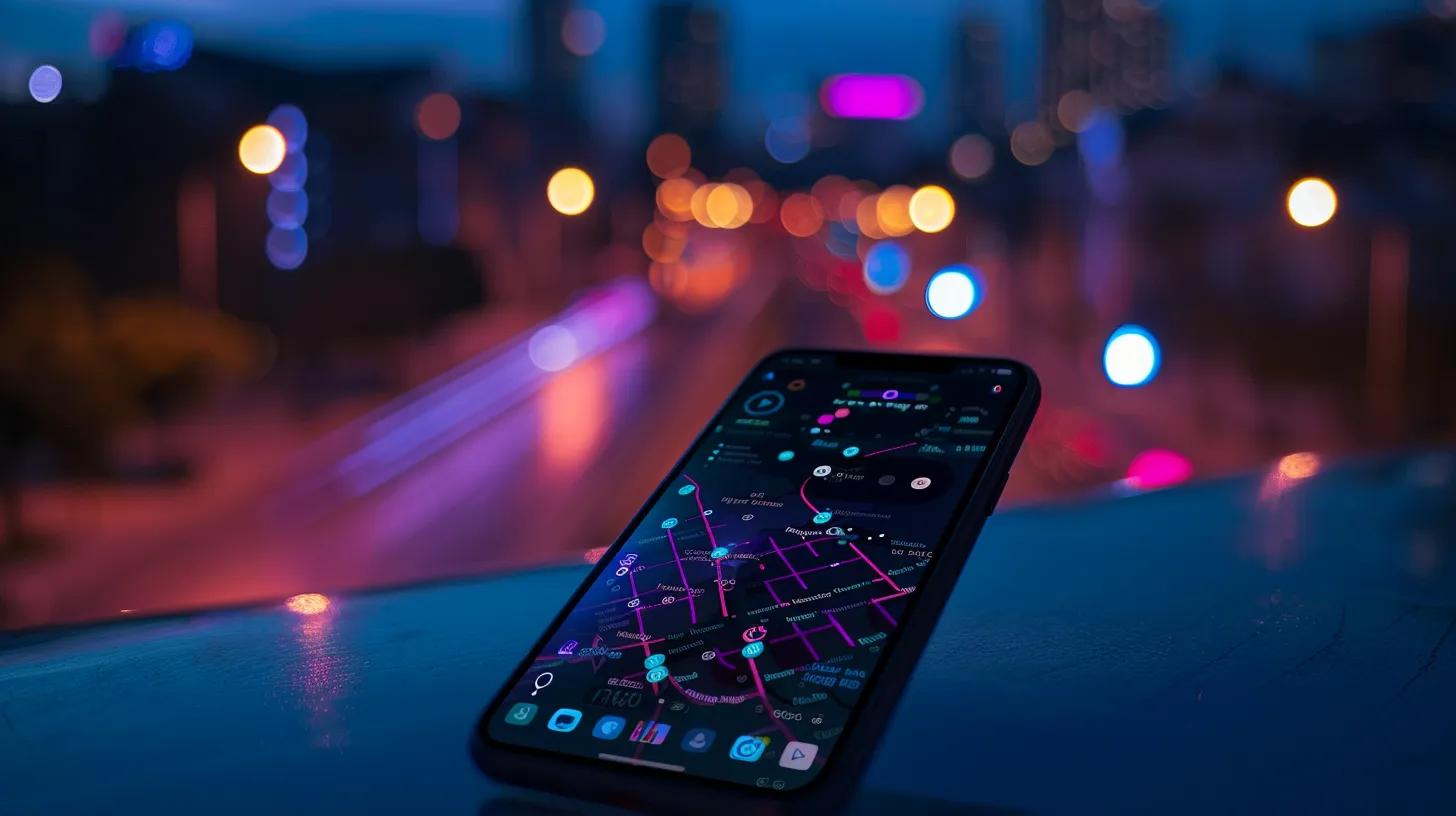 a vibrant, modern mobile app interface displayed on a sleek smartphone screen, emphasizing user-centric design, streamlined navigation, and seamless performance against a soft-focus urban background with warm lighting.