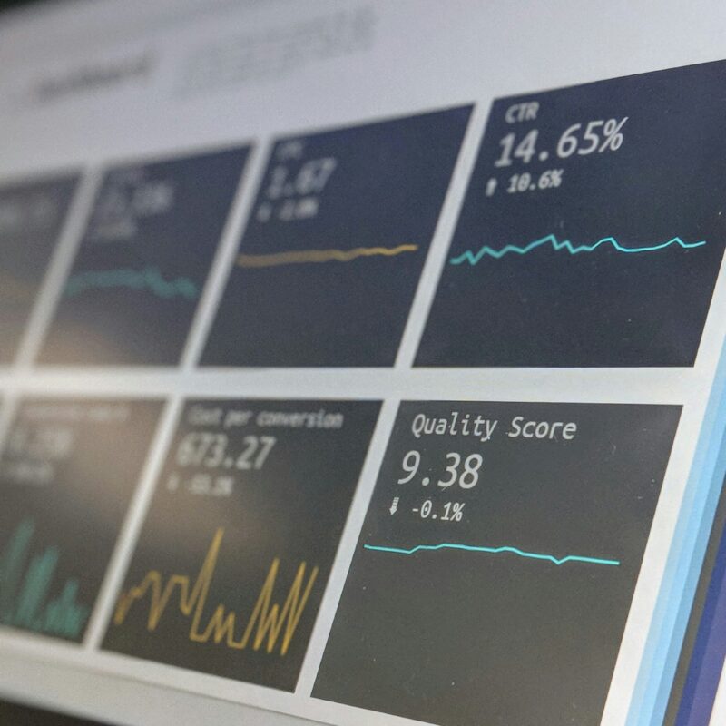 A digital analytics dashboard showing performance metrics, illustrating the importance of monitoring SEO efforts to distinguish between local and global rankings.