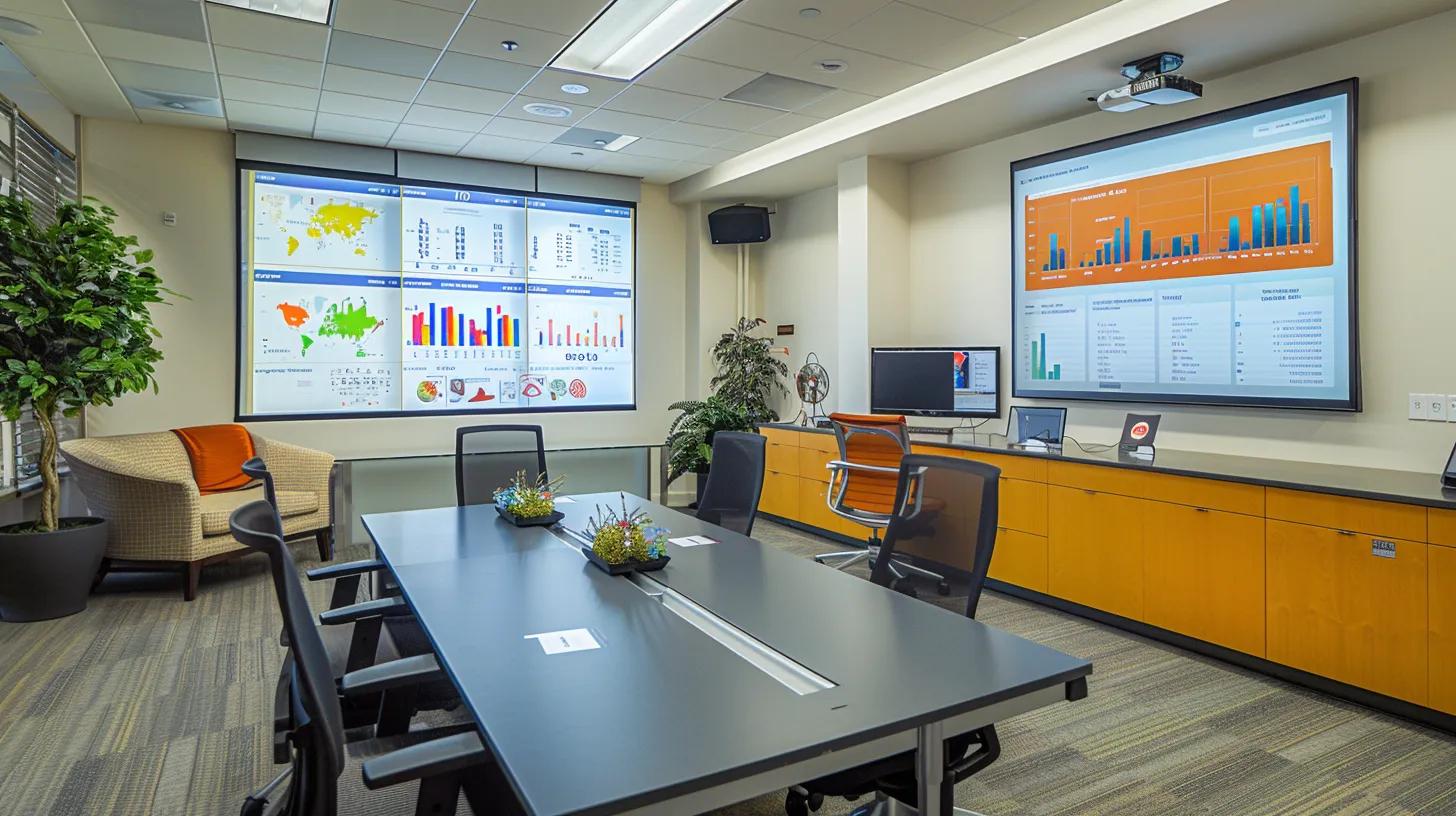 a sleek, modern office setting showcases a digital dashboard displaying vibrant graphs and statistics on service performance indicators, emphasizing the measurable outcomes of increased website speed and traffic in client testimonials. | Day by Day Digital a sleek, modern office setting showcases a digital dashboard displaying vibrant graphs and statistics on service performance indicators, emphasizing the measurable outcomes of increased website speed and traffic in client testimonials.