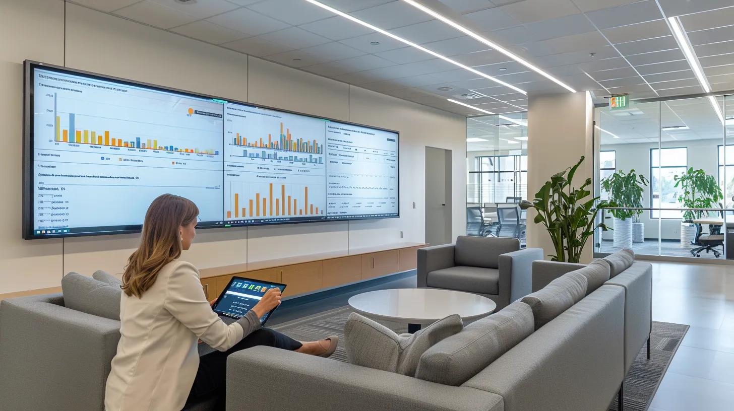 a sleek, modern office space featuring a confident professional reviewing a comprehensive maintenance proposal on a digital tablet, surrounded by a dynamic display of performance metrics and analytics graphs on large screens, emphasizing the importance of long-term support and continuous improvement in a high-tech environment. | Day by Day Digital a sleek, modern office space featuring a confident professional reviewing a comprehensive maintenance proposal on a digital tablet, surrounded by a dynamic display of performance metrics and analytics graphs on large screens, emphasizing the importance of long-term support and continuous improvement in a high-tech environment.